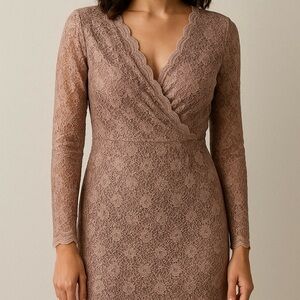 Romantic Formal Marina Dress – Blush Pink Sequin Long Sleeve Size 12